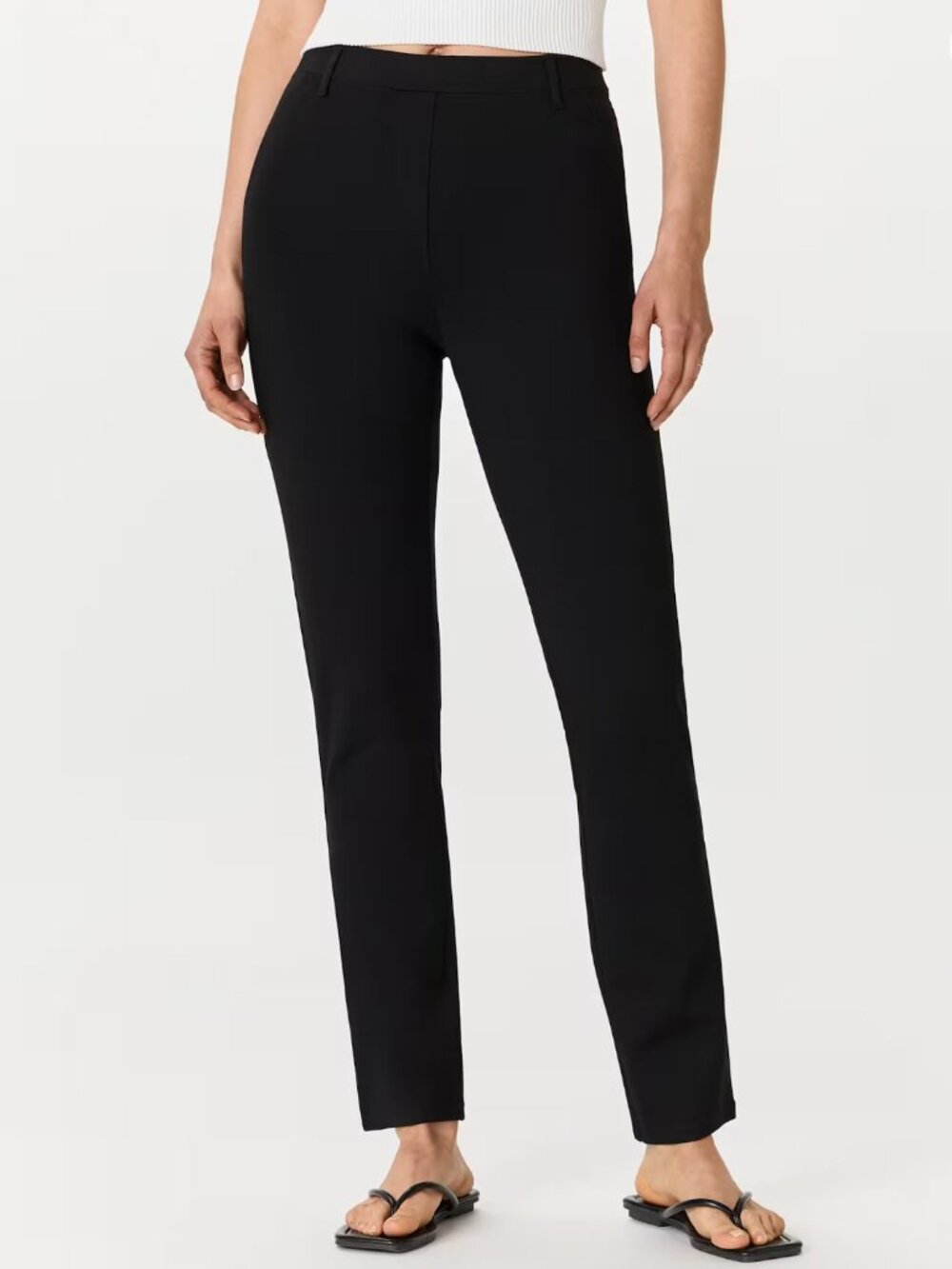 NWT Quince Ultra-Stretch Ponte Straight Leg Pants Women M Black Pull On